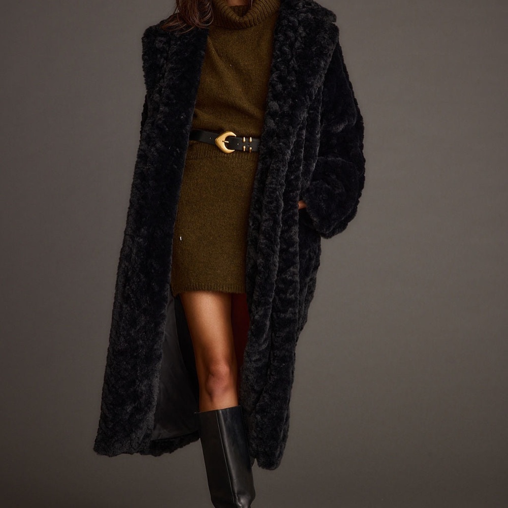 12th Tribe Sasha Black Floor Length Coat Size LL